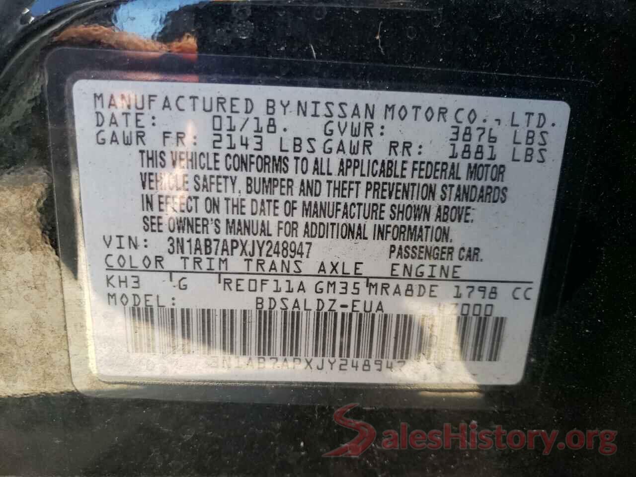 3N1AB7APXJY248947 2018 NISSAN SENTRA