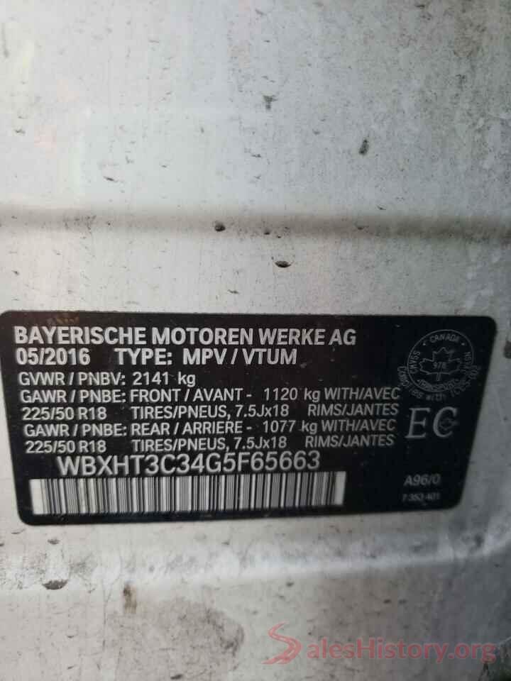 WBXHT3C34G5F65663 2016 BMW X1