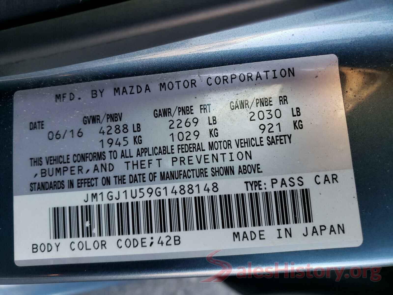 JM1GJ1U59G1488148 2016 MAZDA 6