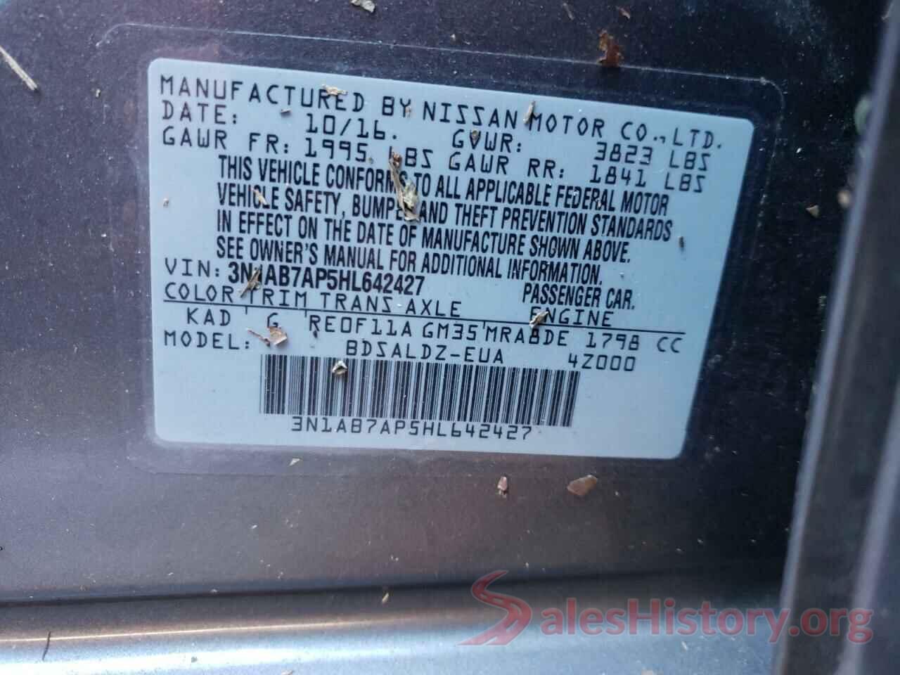 3N1AB7AP5HL642427 2017 NISSAN SENTRA