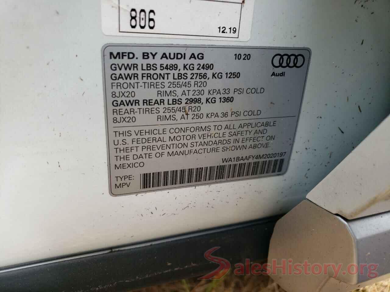 WA1BAAFY4M2020197 2021 AUDI Q5