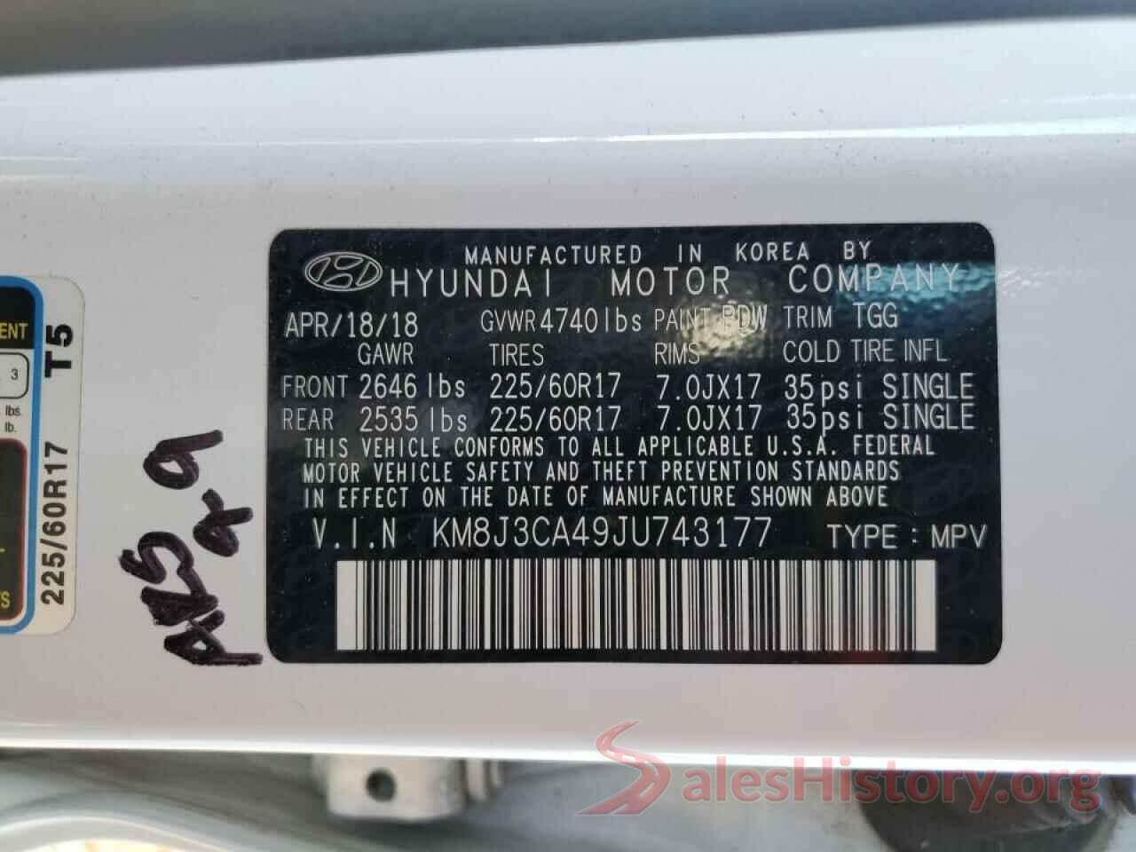 KM8J3CA49JU743177 2018 HYUNDAI TUCSON