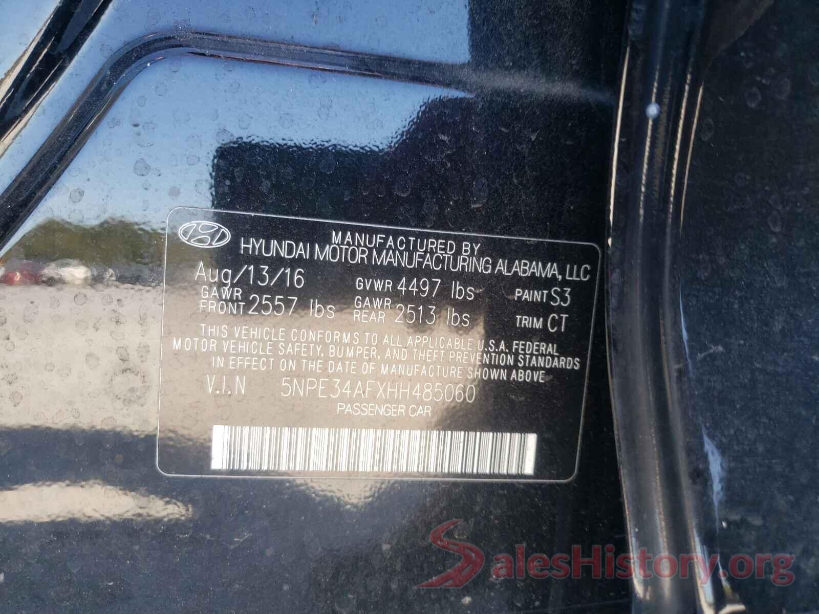 5NPE34AFXHH485060 2017 HYUNDAI SONATA