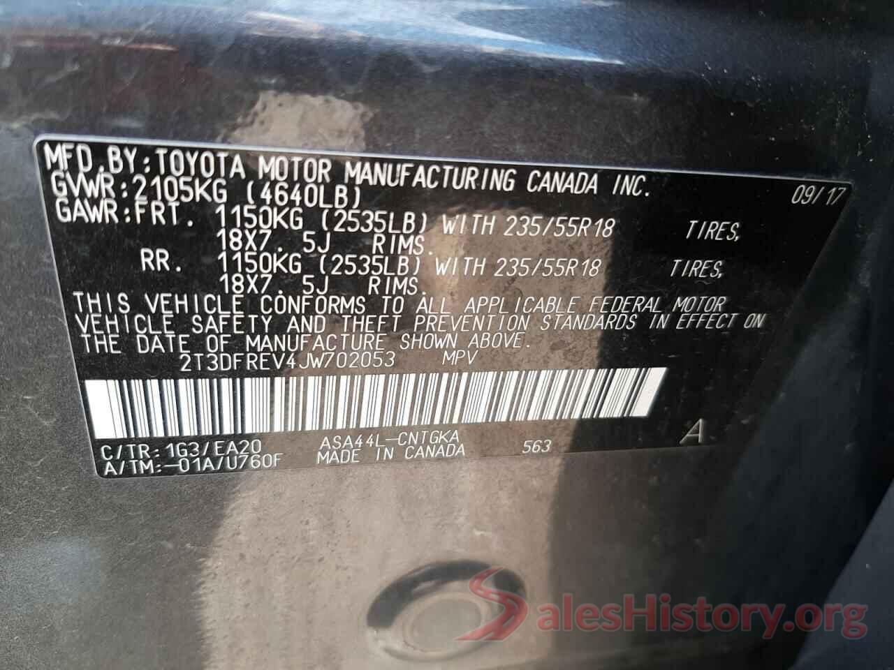 2T3DFREV4JW702053 2018 TOYOTA RAV4