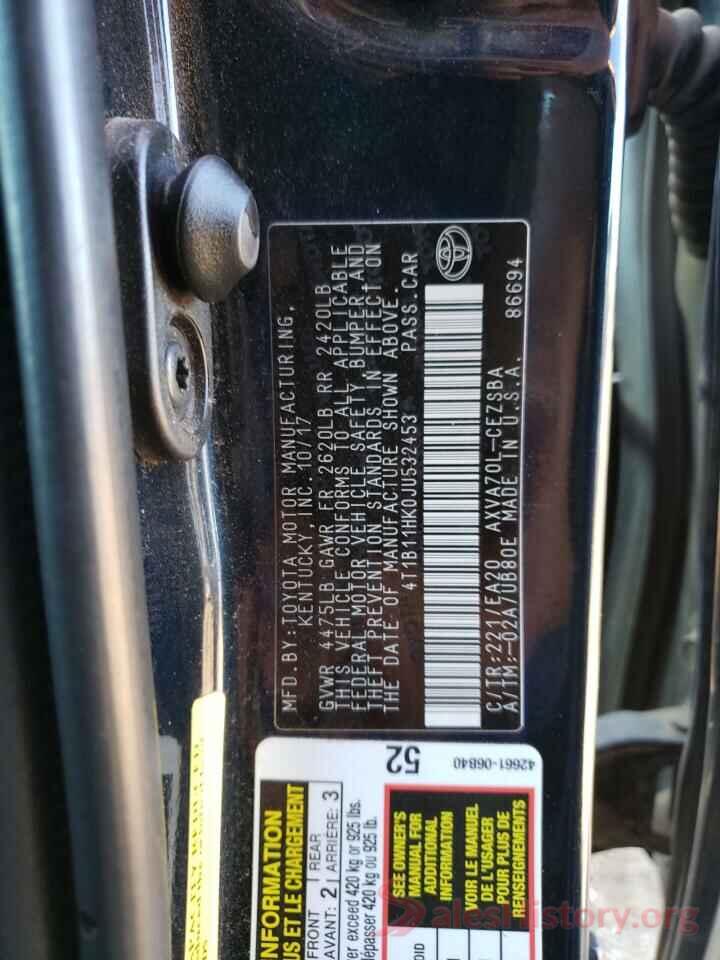 4T1B11HK0JU532453 2018 TOYOTA CAMRY