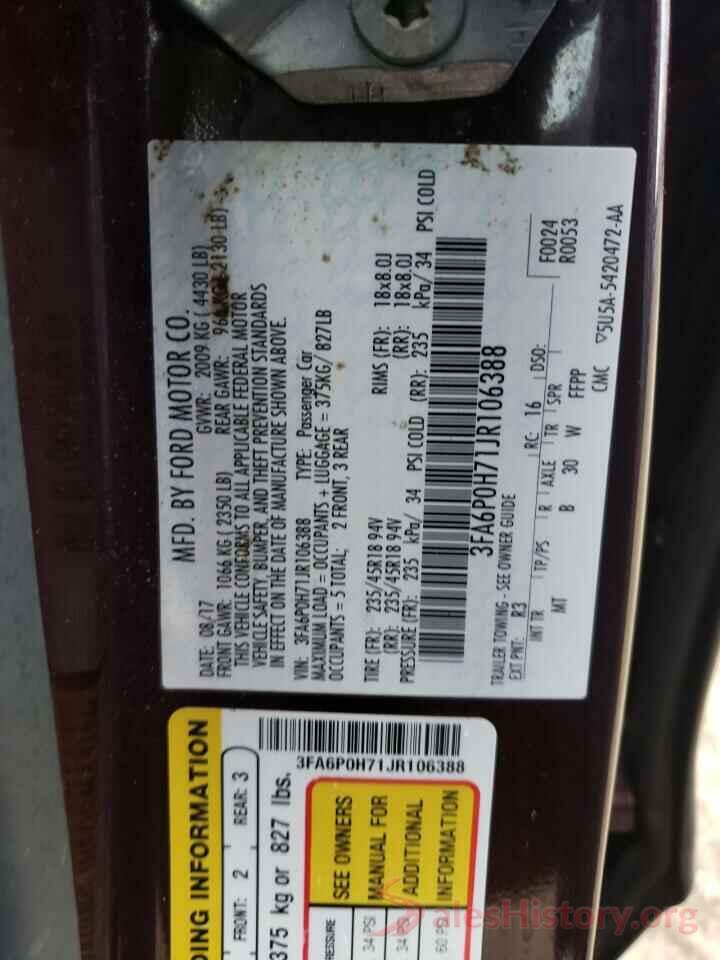 3FA6P0H71JR106388 2018 FORD FUSION