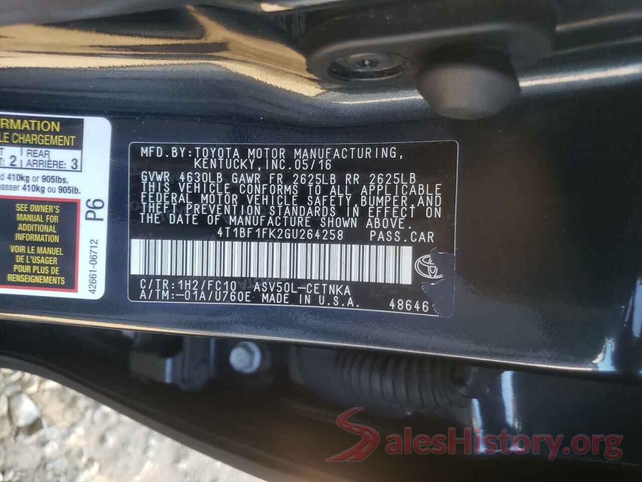 4T1BF1FK2GU264258 2016 TOYOTA CAMRY