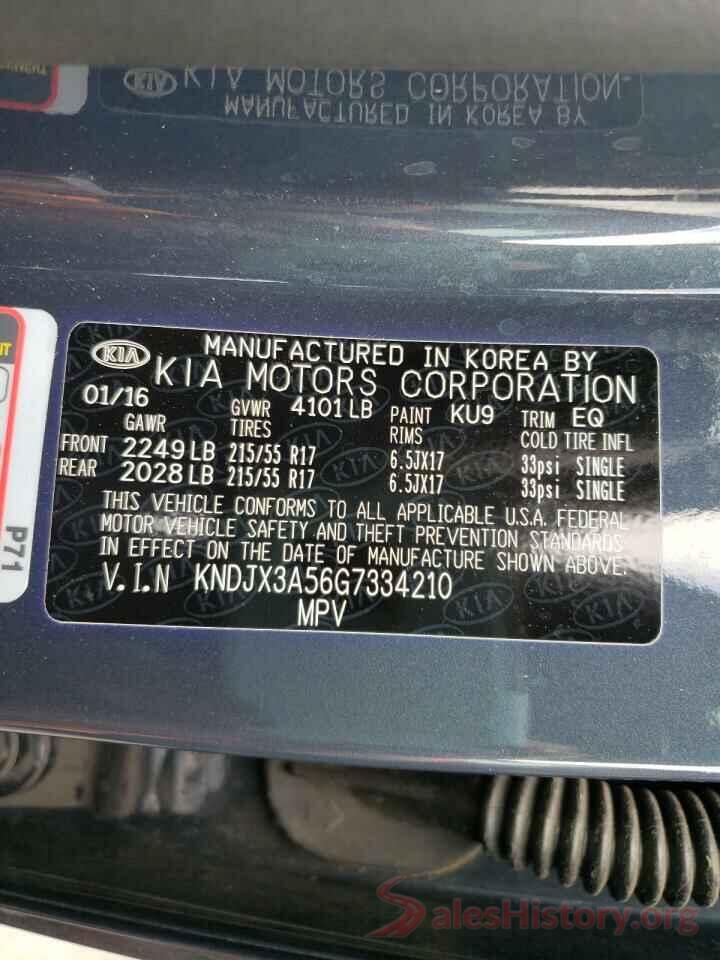 KNDJX3A56G7334210 2016 KIA SOUL