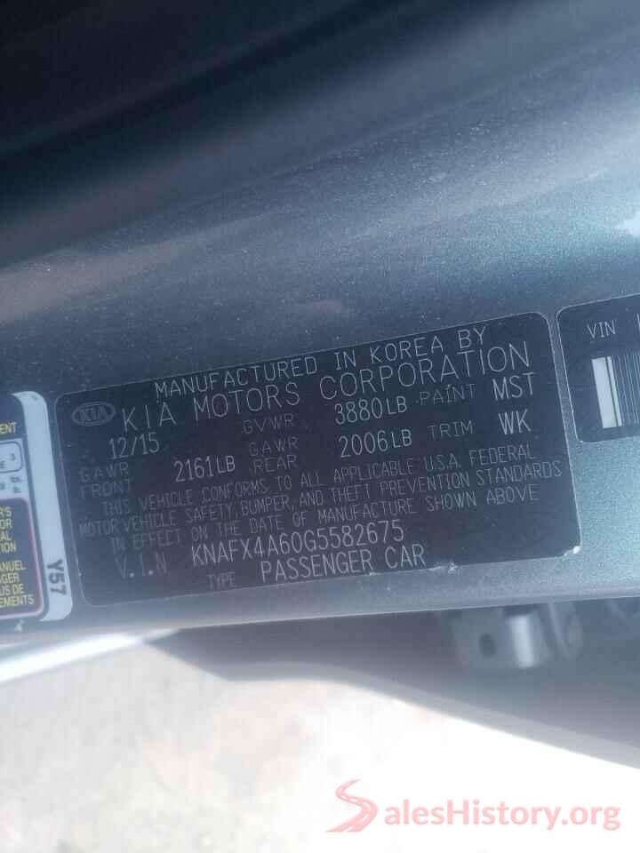 KNAFX4A60G5582675 2016 KIA FORTE