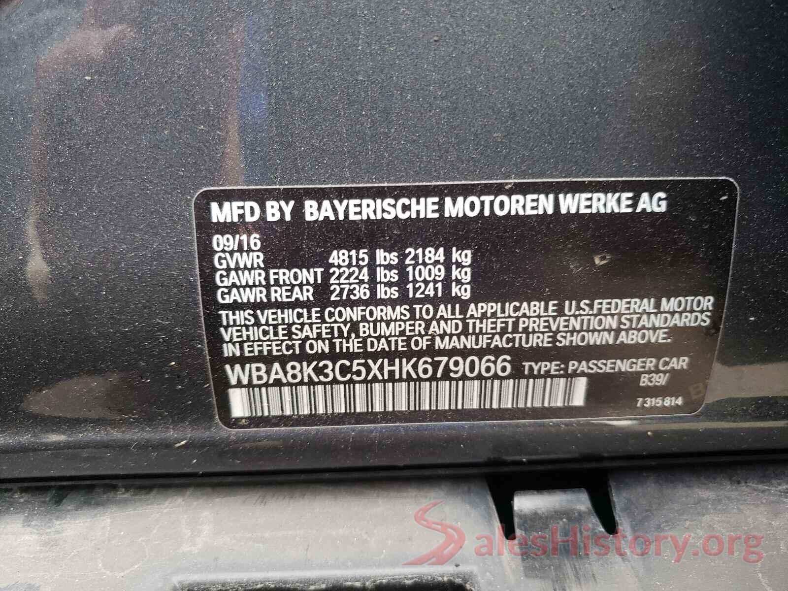 WBA8K3C5XHK679066 2017 BMW 3 SERIES