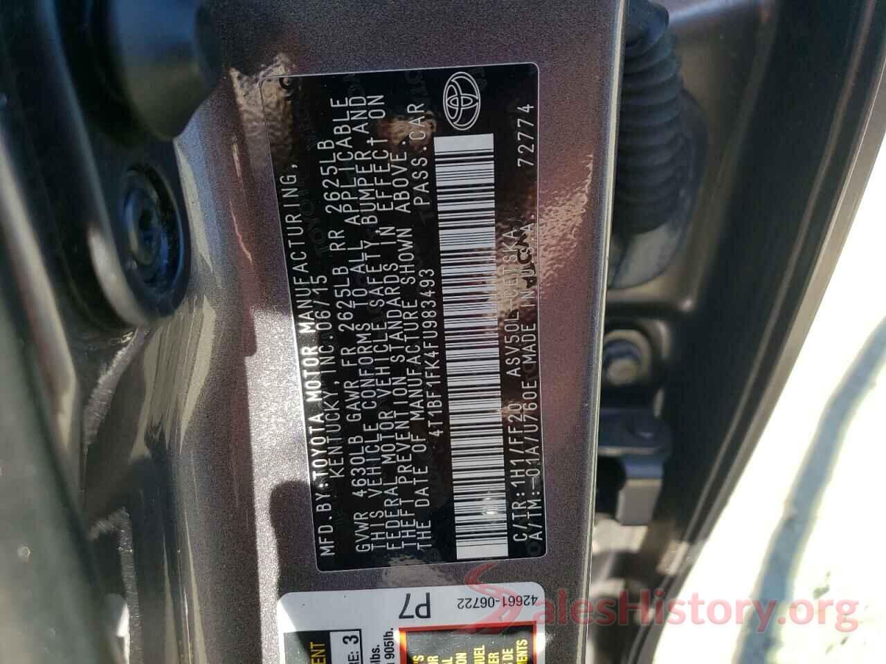 4T1BF1FK4FU983493 2015 TOYOTA CAMRY