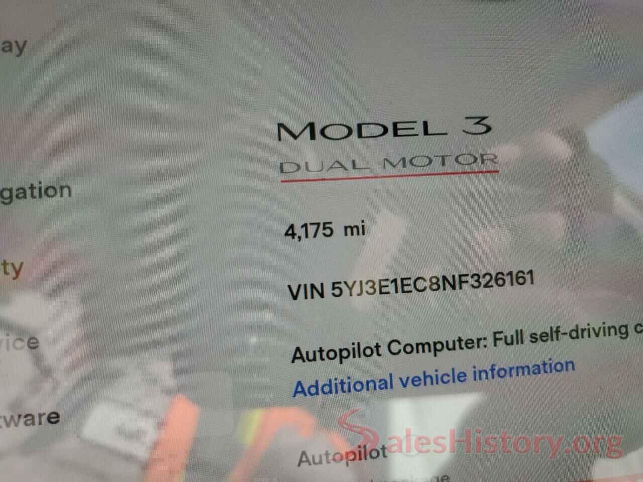 5YJ3E1EC8NF326161 2022 TESLA MODEL 3