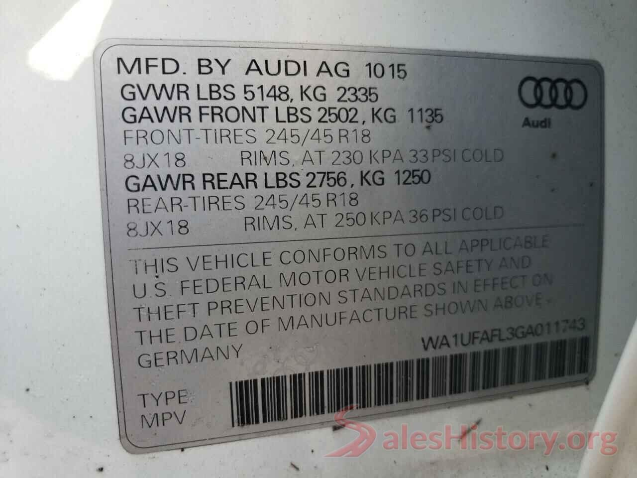 WA1UFAFL3GA011743 2016 AUDI A4