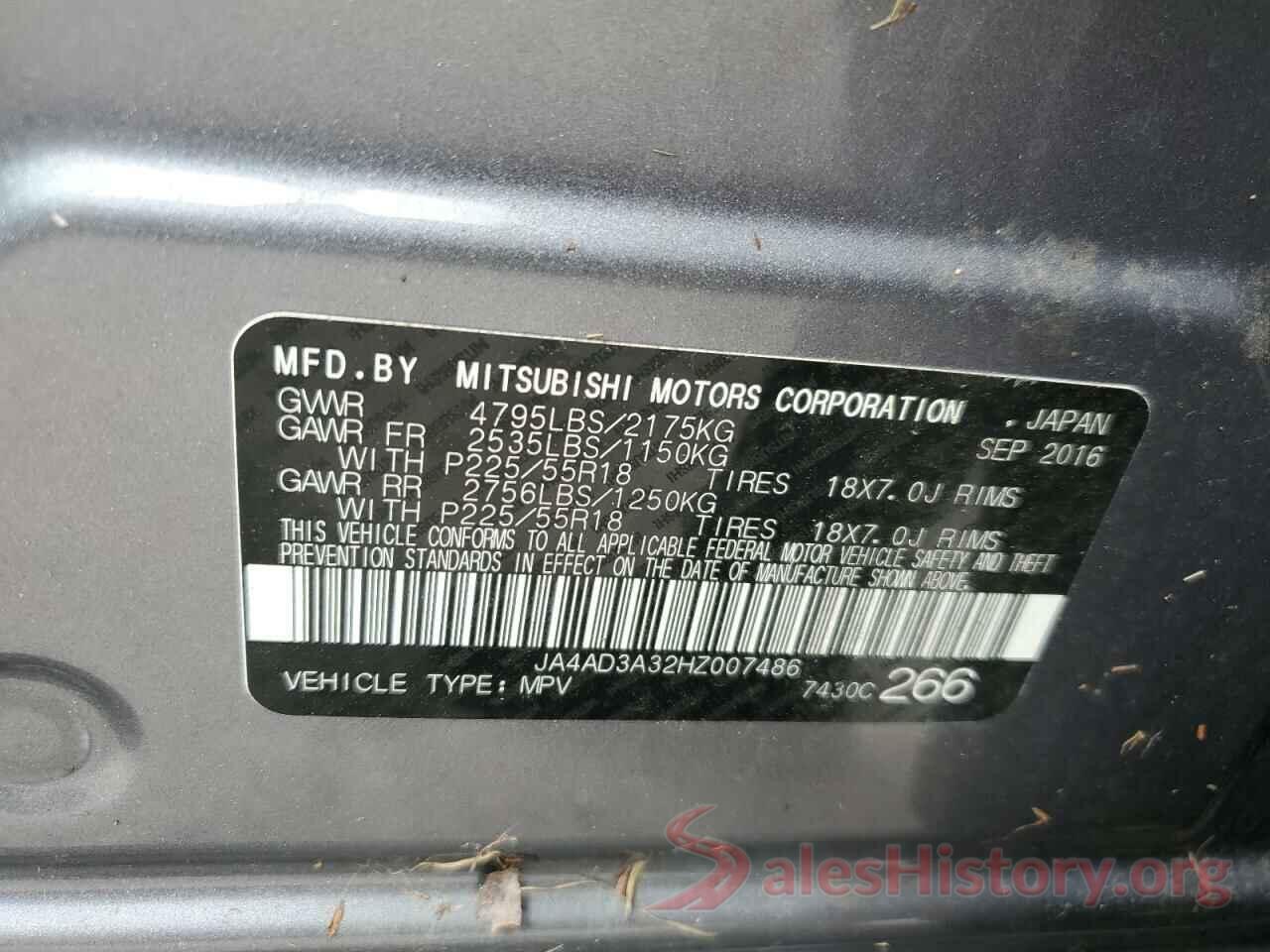 JA4AD3A32HZ007486 2017 MITSUBISHI OUTLANDER