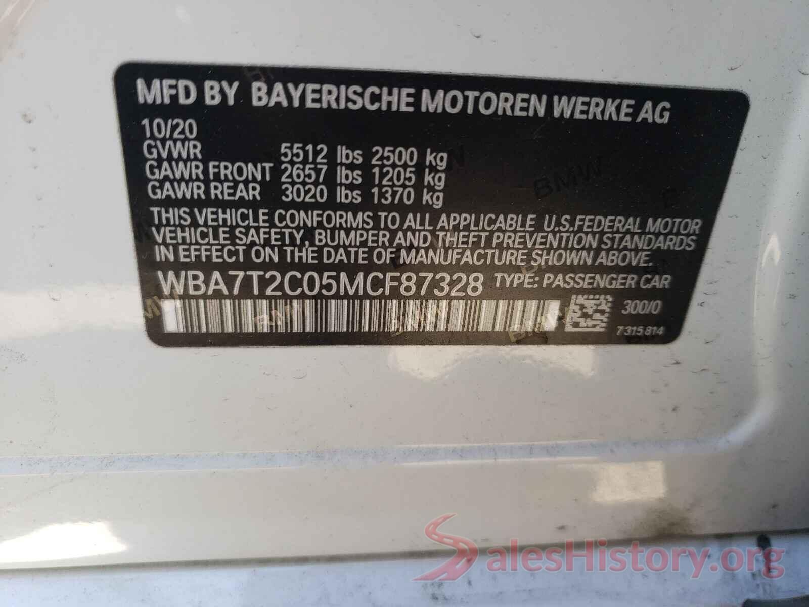 WBA7T2C05MCF87328 2021 BMW 7 SERIES