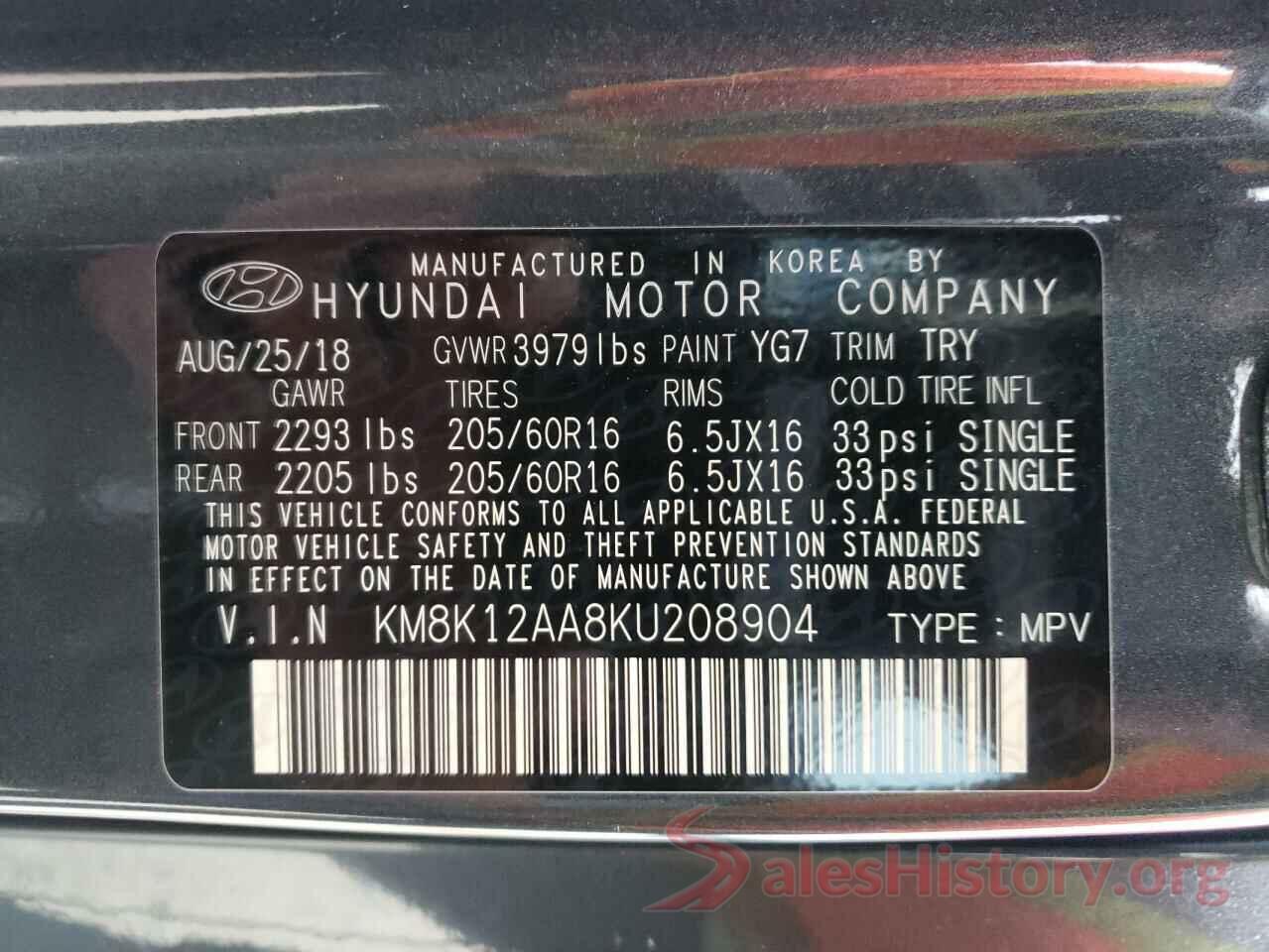 KM8K12AA8KU208904 2019 HYUNDAI KONA