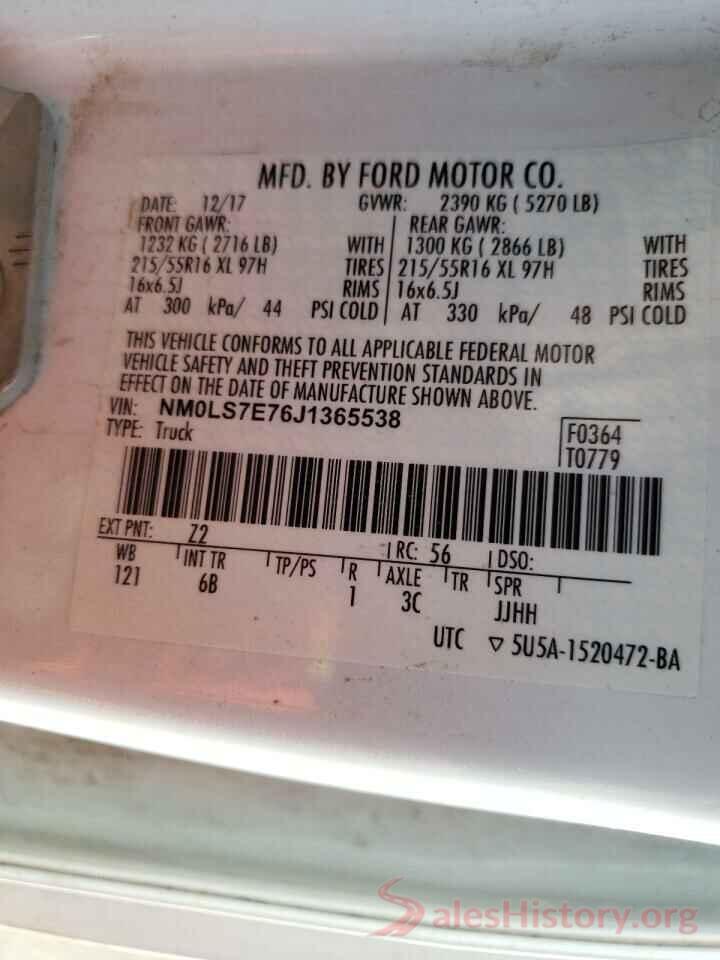 NM0LS7E76J1365538 2018 FORD TRANSIT CO