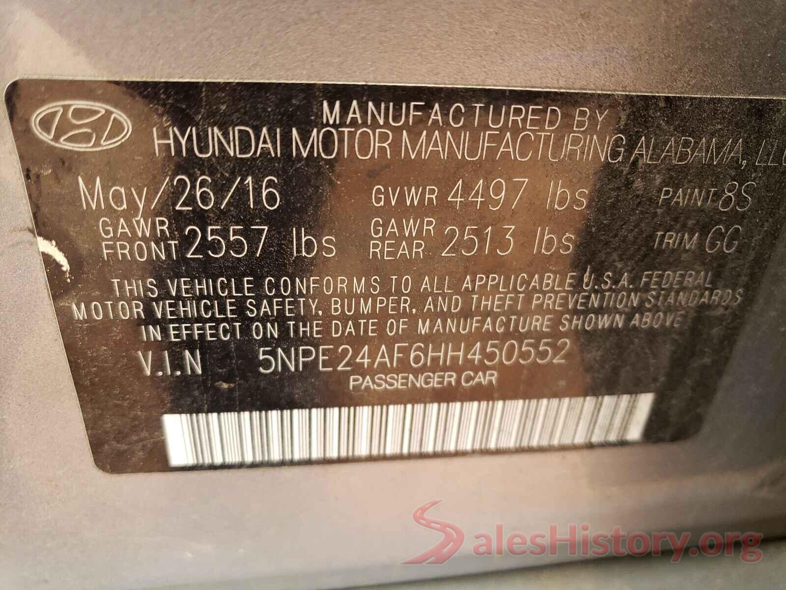 5NPE24AF6HH450552 2017 HYUNDAI SONATA