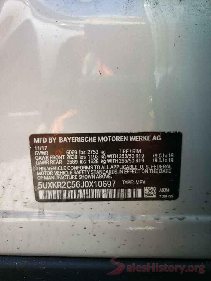 5UXKR2C56J0X10697 2018 BMW X5