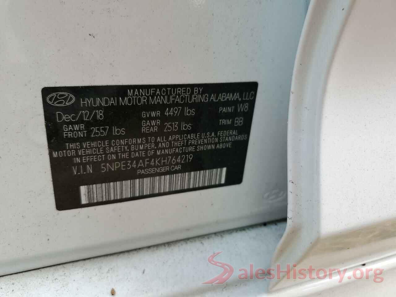 5NPE34AF4KH764219 2019 HYUNDAI SONATA