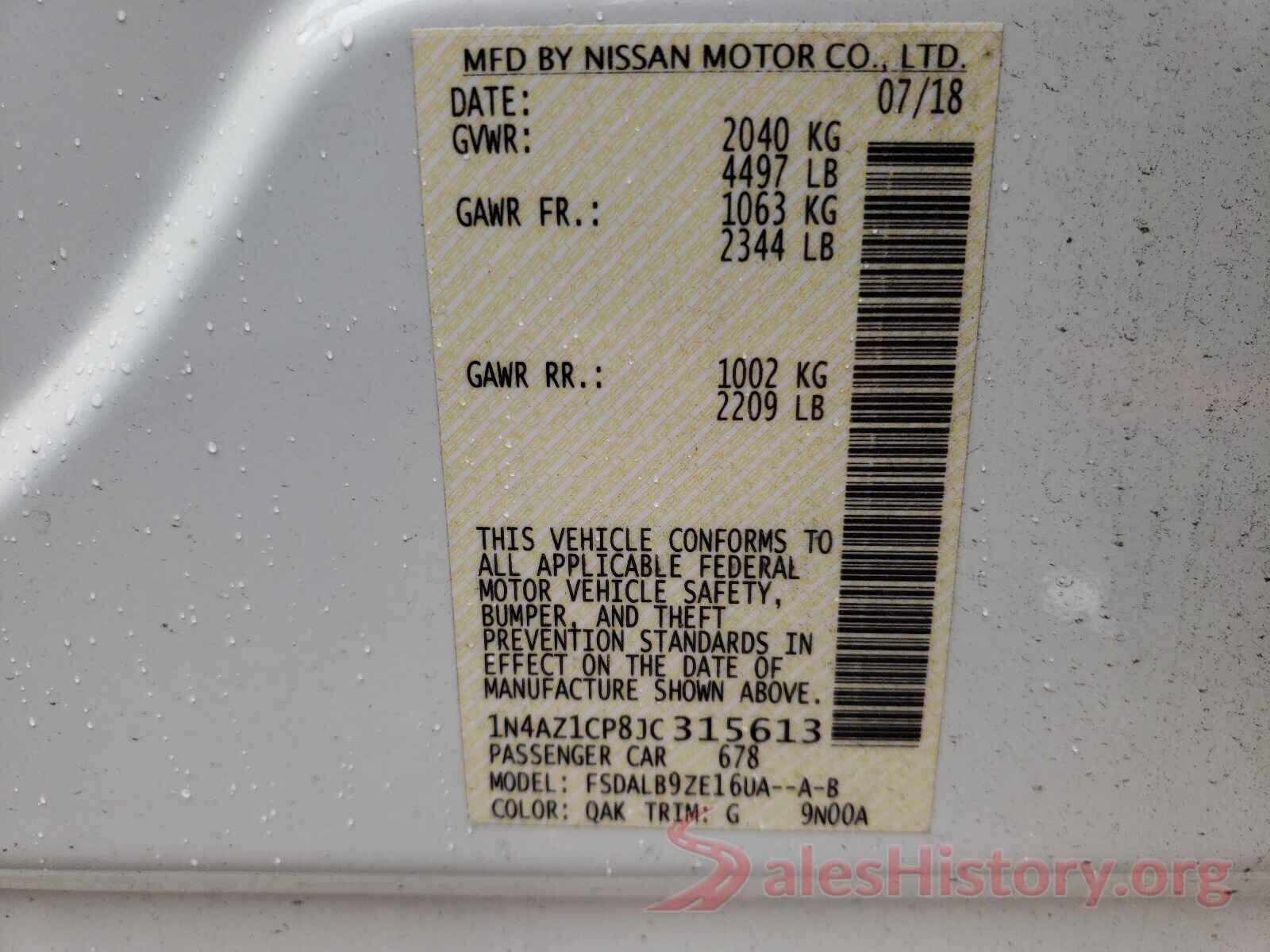 1N4AZ1CP8JC315613 2018 NISSAN LEAF