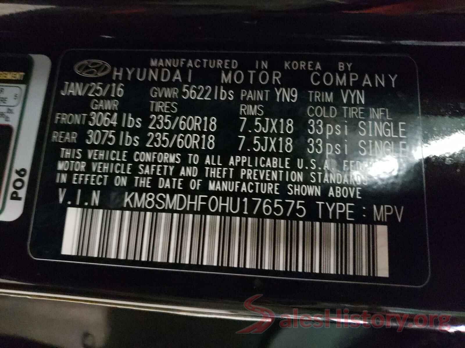 KM8SMDHF0HU176575 2017 HYUNDAI SANTA FE