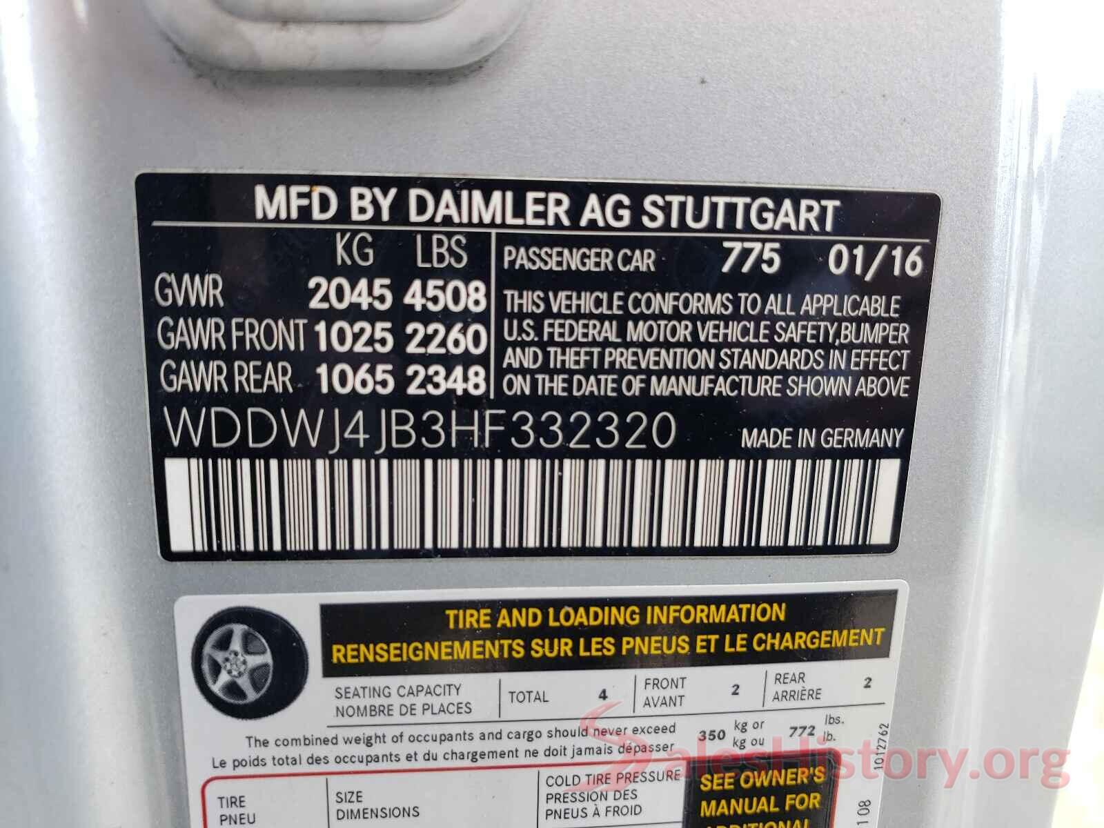 WDDWJ4JB3HF332320 2017 MERCEDES-BENZ C-CLASS