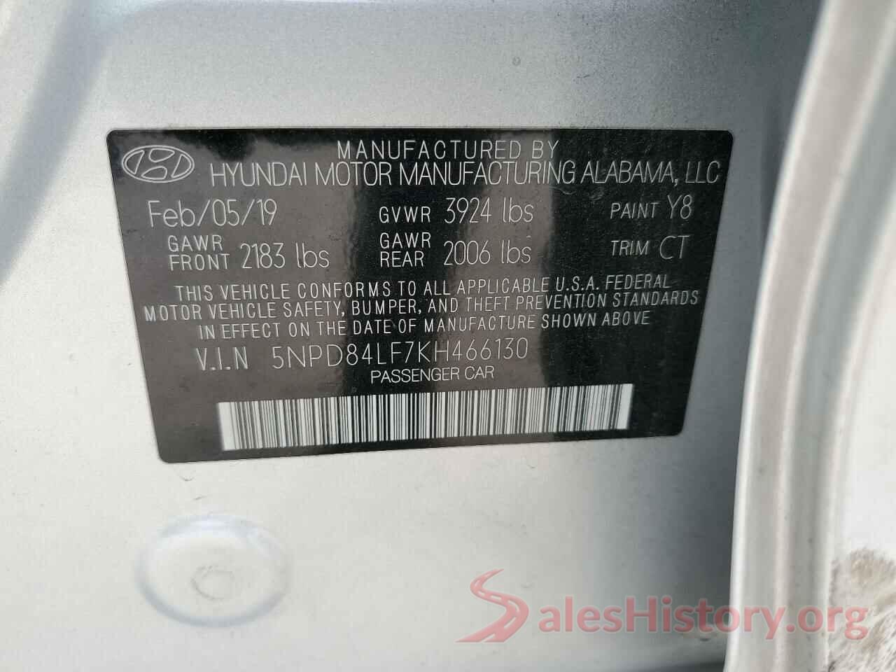 5NPD84LF7KH466130 2019 HYUNDAI ELANTRA