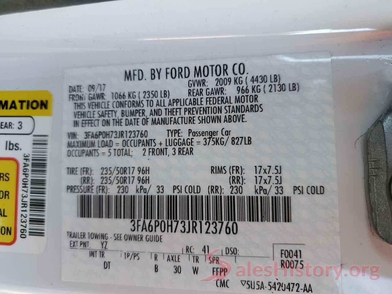 3FA6P0H73JR123760 2018 FORD FUSION