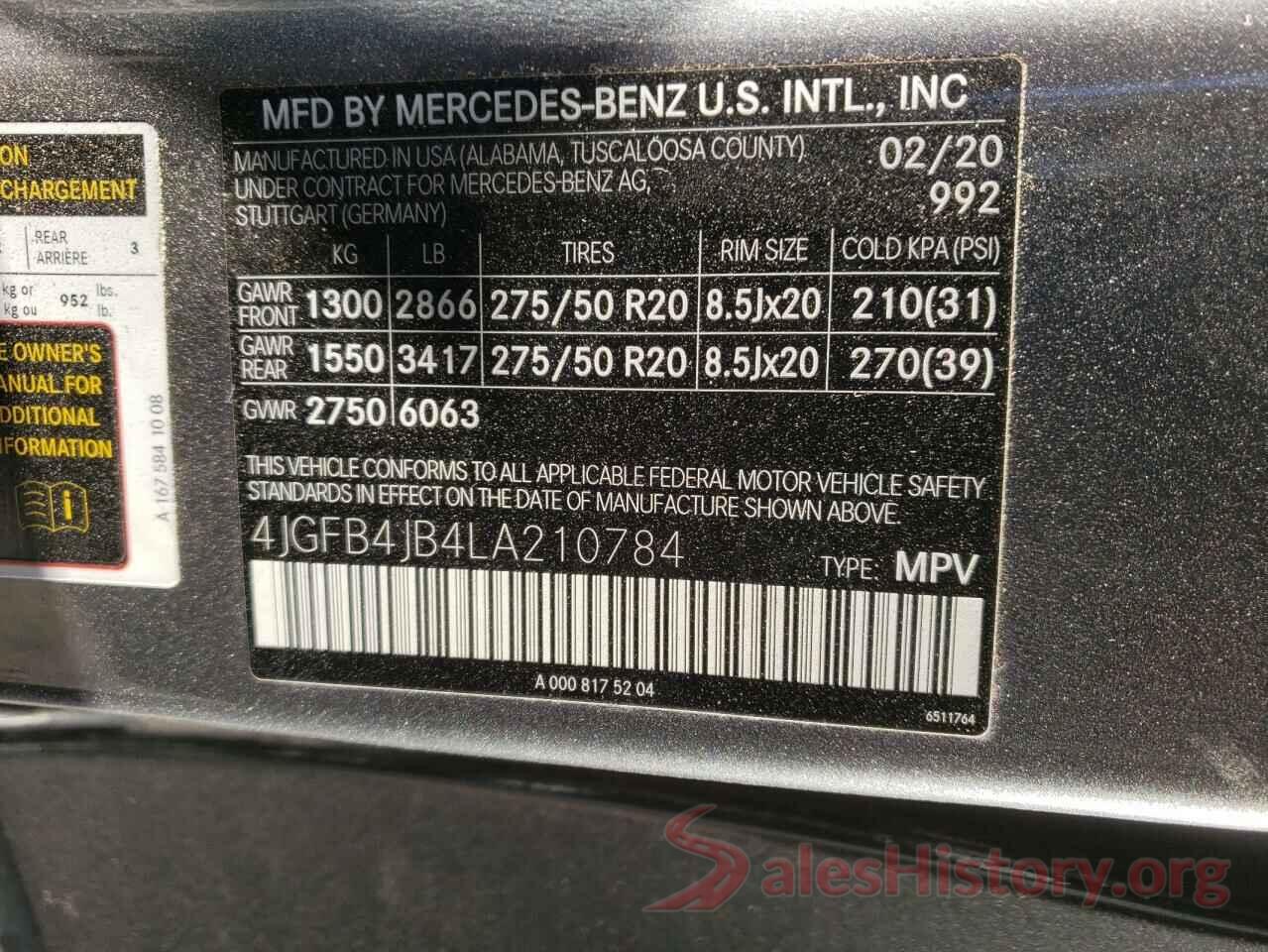 4JGFB4JB4LA210784 2020 MERCEDES-BENZ GLE-CLASS