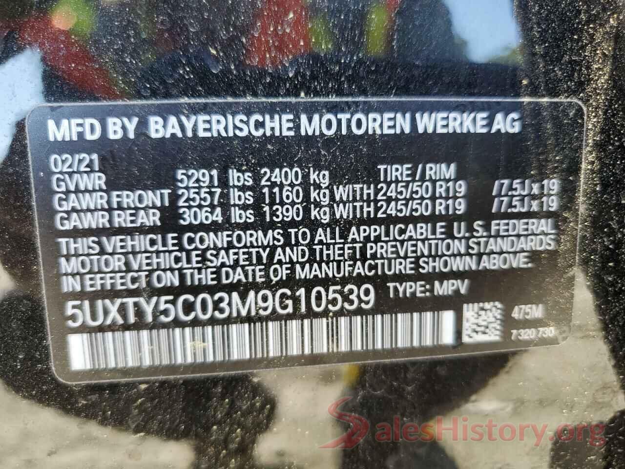 5UXTY5C03M9G10539 2021 BMW X3