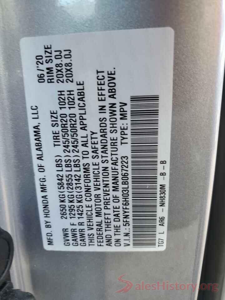 5FNYF6H03LB067223 2020 HONDA PILOT