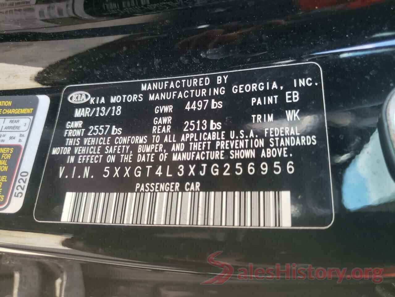 5XXGT4L3XJG256956 2018 KIA OPTIMA