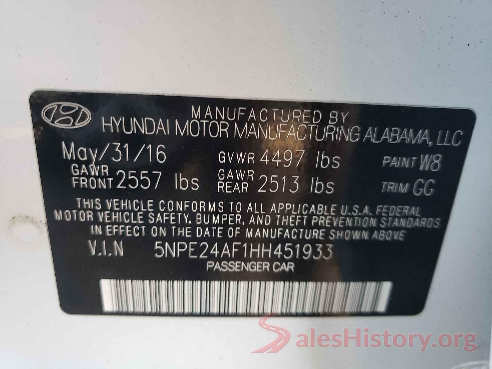 5NPE24AF1HH451933 2017 HYUNDAI SONATA