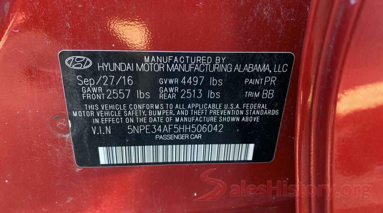 5NPE34AF5HH506042 2017 HYUNDAI SONATA