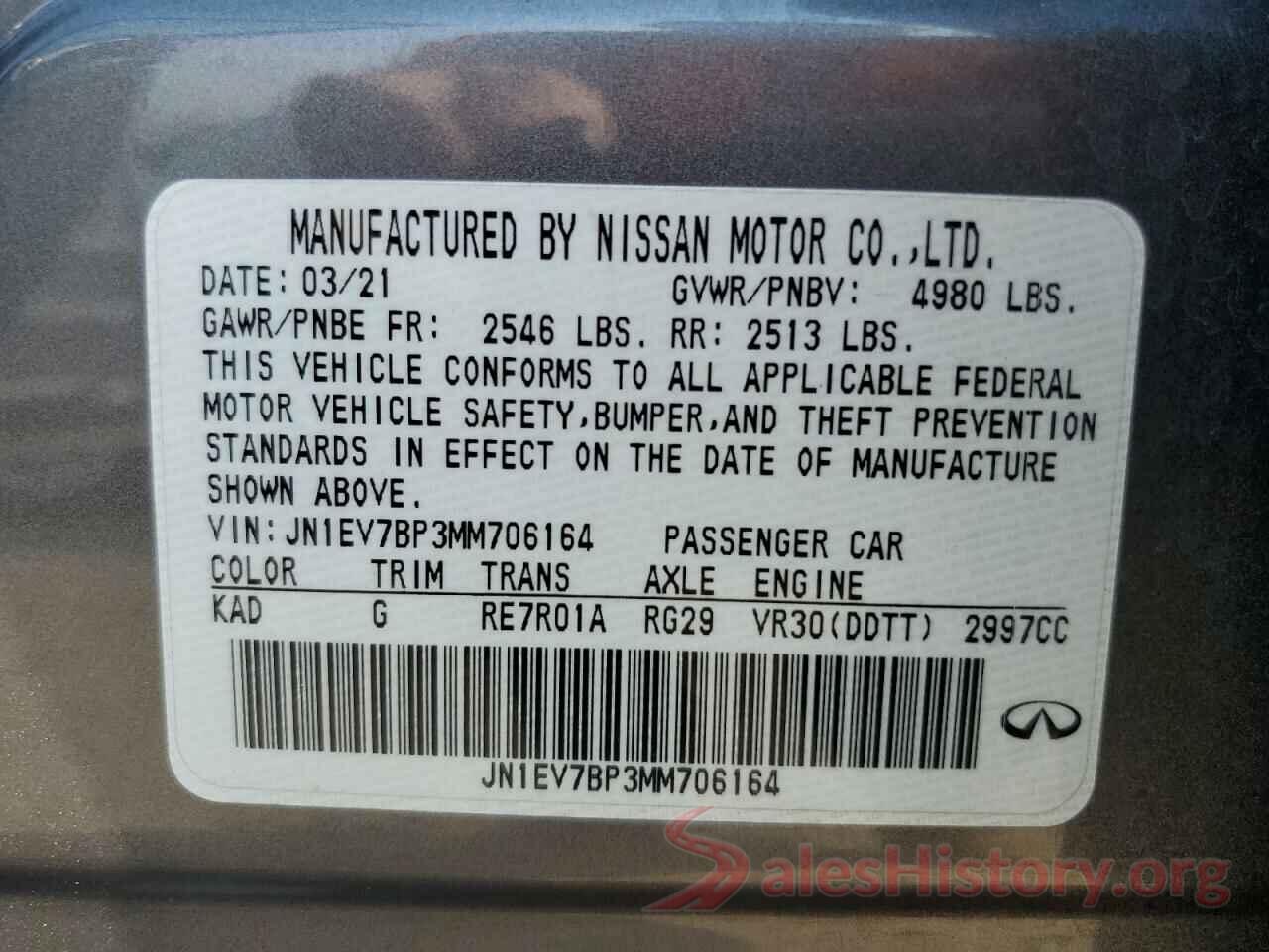 JN1EV7BP3MM706164 2021 INFINITI Q50