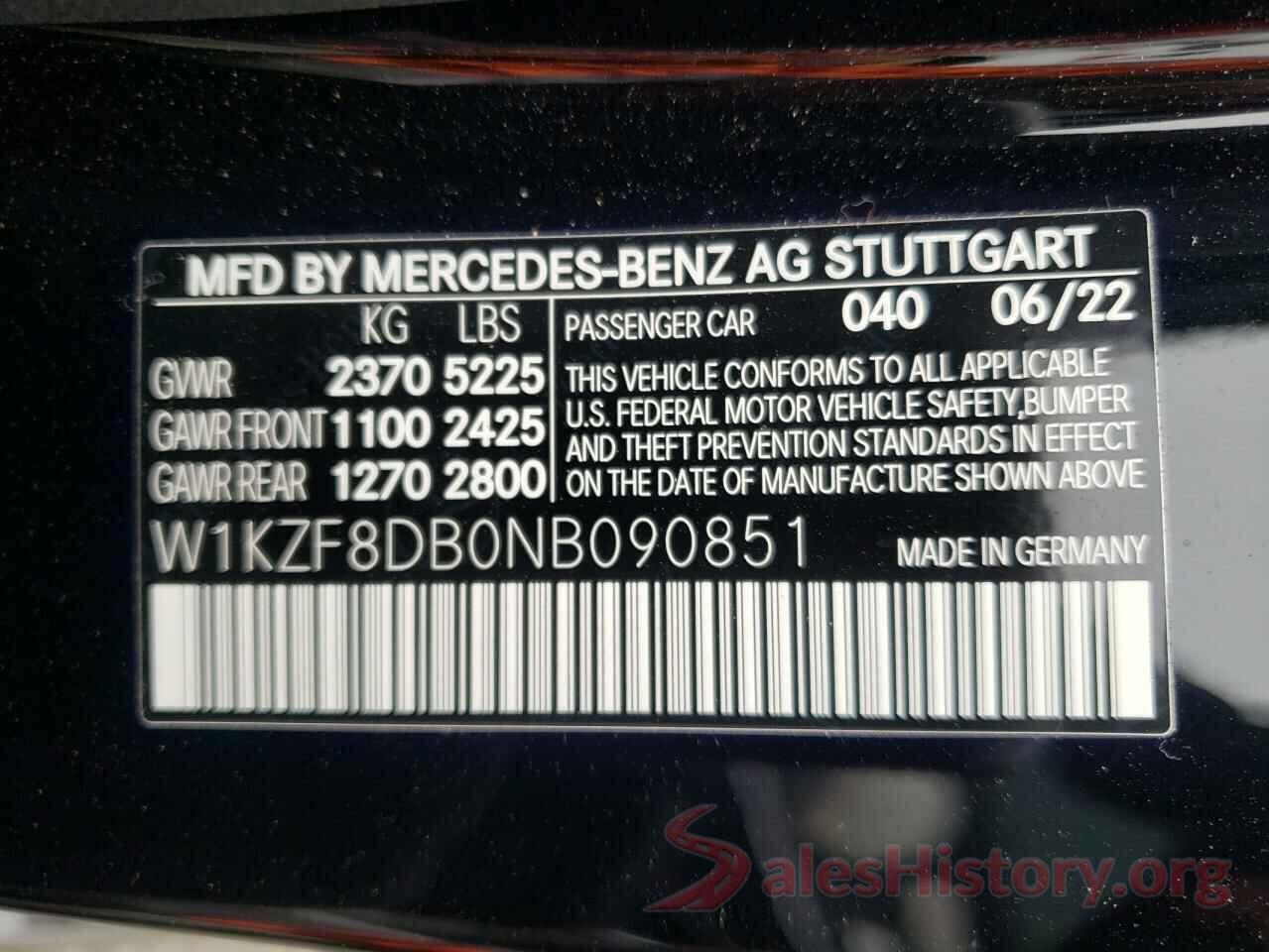 W1KZF8DB0NB090851 2022 MERCEDES-BENZ E-CLASS