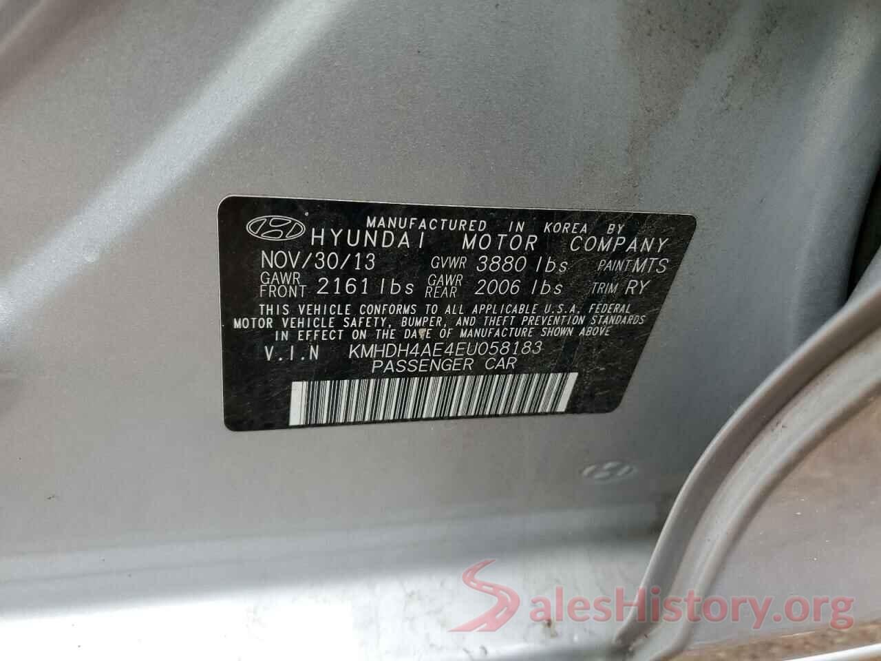 KMHDH4AE4EU058183 2014 HYUNDAI ELANTRA