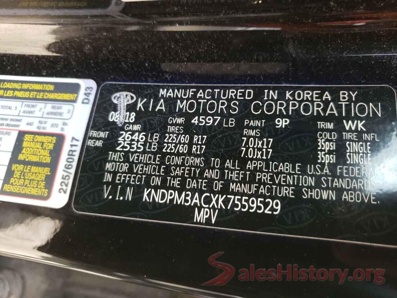 KNDPM3ACXK7559529 2019 KIA SPORTAGE