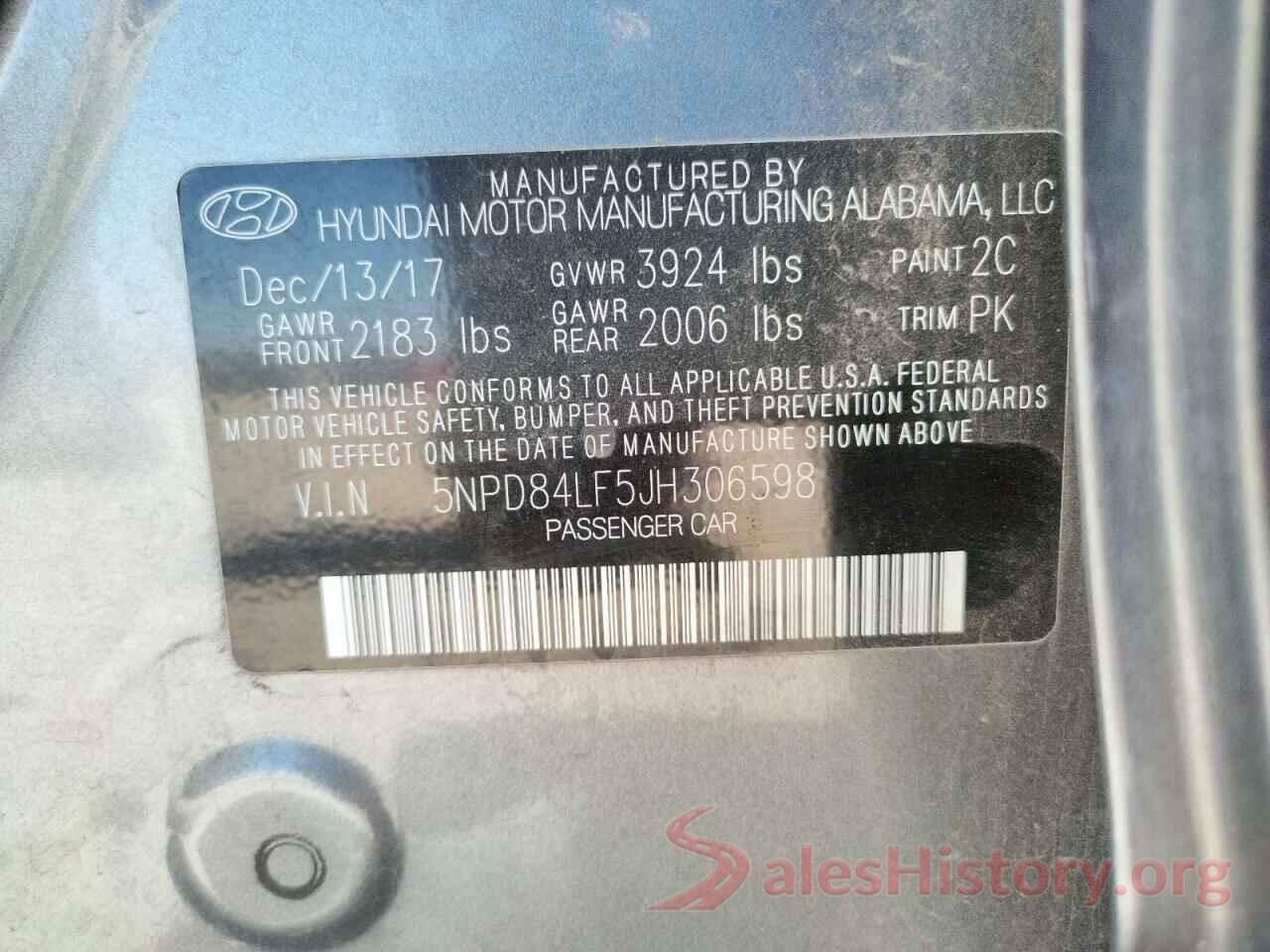 5NPD84LF5JH306598 2018 HYUNDAI ELANTRA