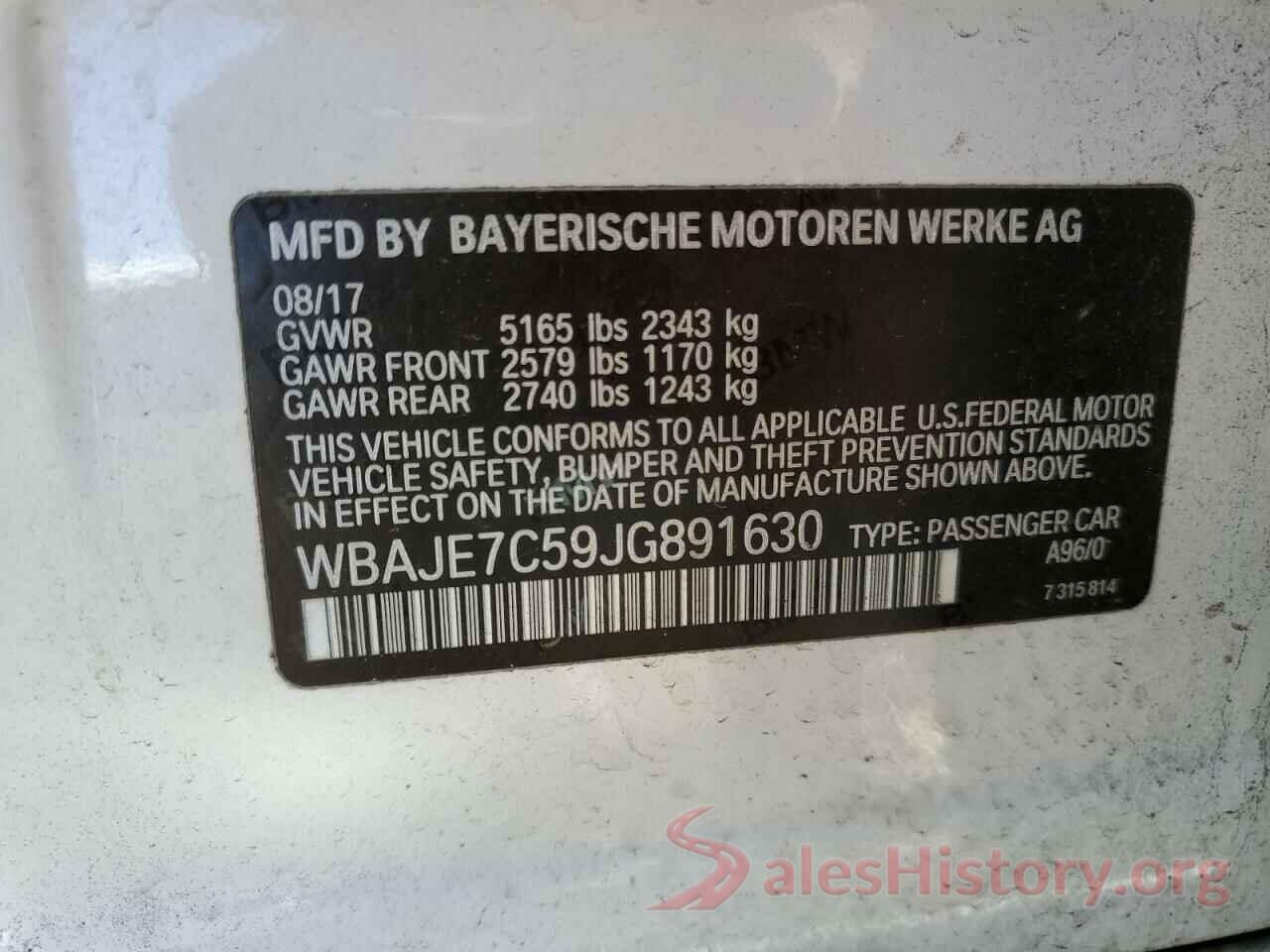 WBAJE7C59JG891630 2018 BMW 5 SERIES