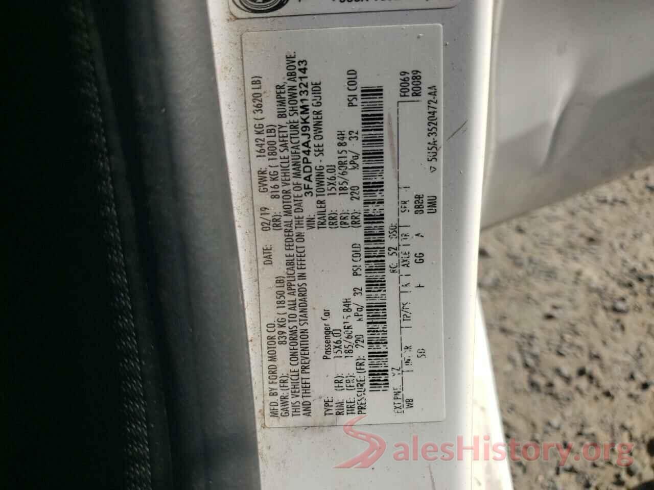 3FADP4AJ9KM132143 2019 FORD FIESTA