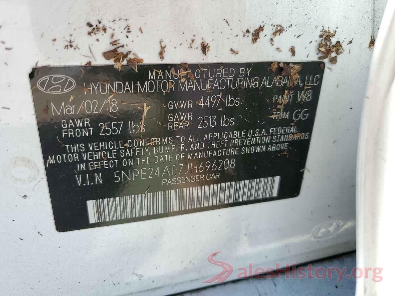 5NPE24AF7JH696208 2018 HYUNDAI SONATA