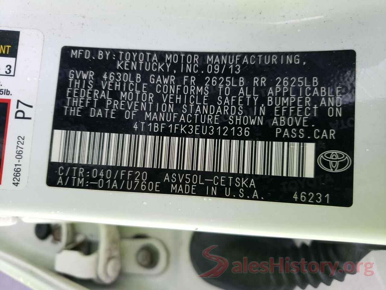 4T1BF1FK3EU312136 2014 TOYOTA CAMRY