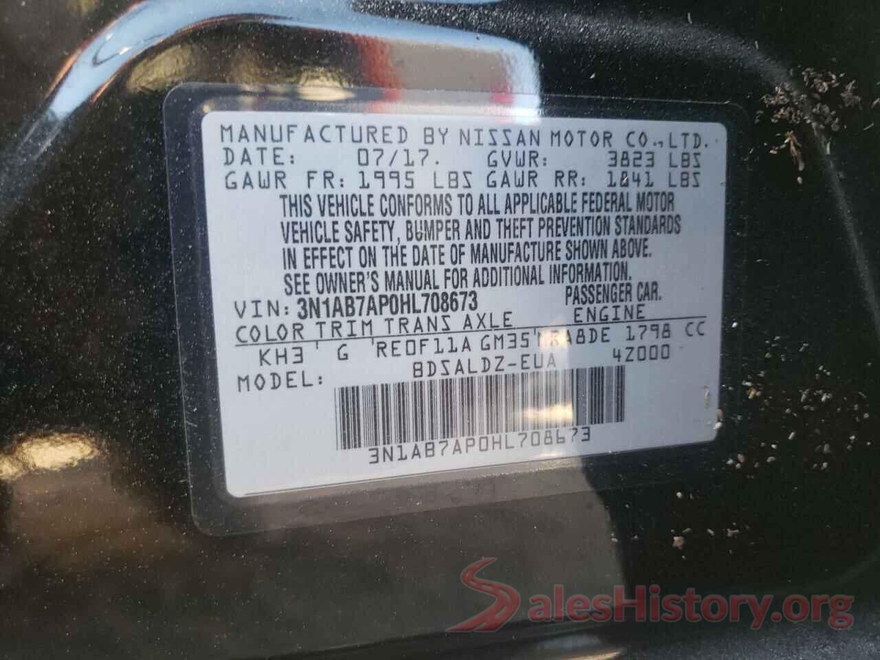 3N1AB7AP0HL708673 2017 NISSAN SENTRA