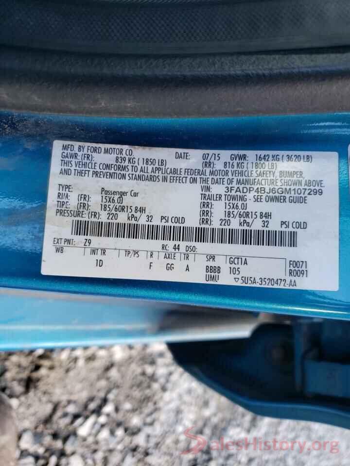 3FADP4BJ6GM107299 2016 FORD FIESTA