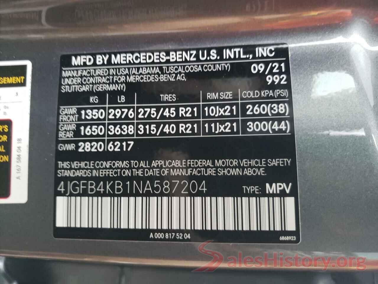 4JGFB4KB1NA587204 2022 MERCEDES-BENZ GLE-CLASS