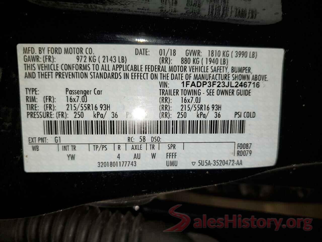 1FADP3F23JL246716 2018 FORD FOCUS