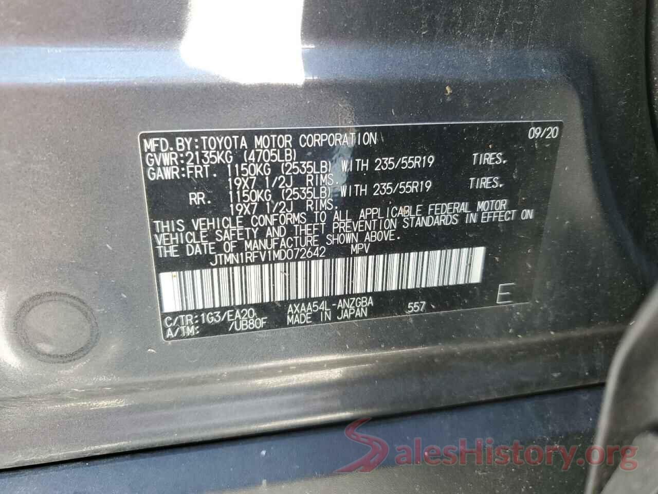 JTMN1RFV1MD072642 2021 TOYOTA RAV4