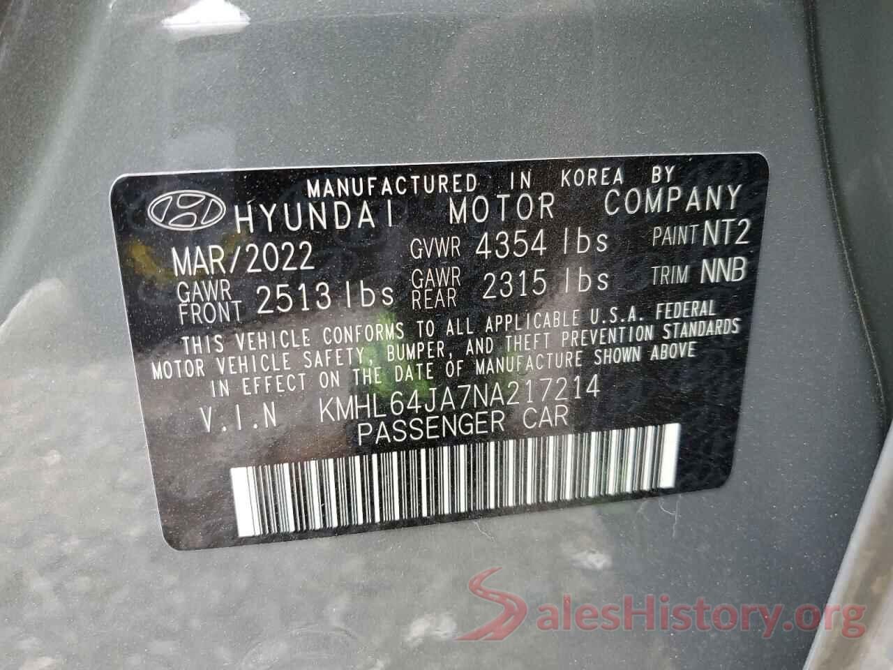 KMHL64JA7NA217214 2022 HYUNDAI SONATA